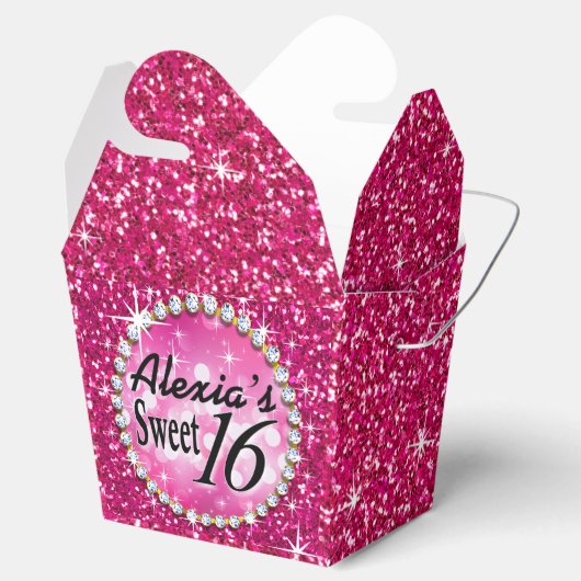 Glitz Bling Glitter Sparkle | fuchsia Bedankdoosjes (Geopend)