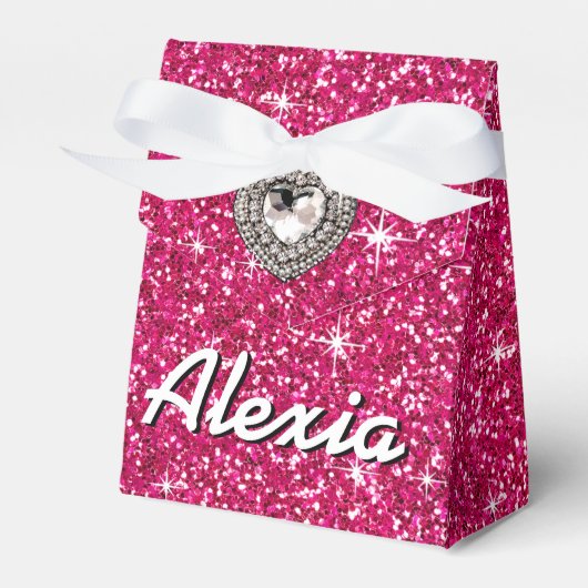 Glitz Bling Glitter Sparkle | fuchsia Bedankdoosjes (Voorkant Zijde)