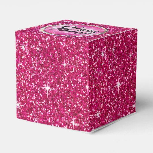 Glitz Bling Glitter Sparkle | fuchsia Bedankdoosjes (Achterkant)