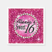 Glitz Bling Glitter Sparkle Sweet 16 | fuchsia Servetten (Voorkant)