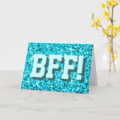 Glitz Blue 'BFF!' 'Happy Birthday' wenskaart Kaart (Gele Bloem)
