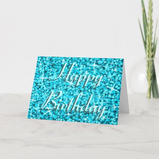 Glitz Blue Birthday card tekst Kaart (Voorkant)
