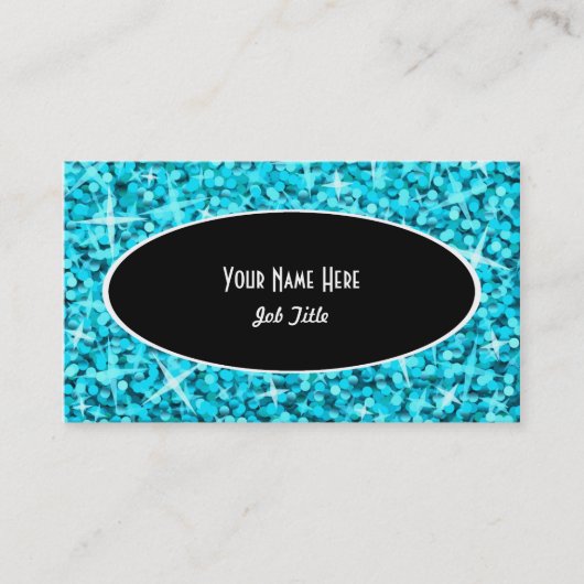 Glitz Blue Black Oval visitekaartje (Voorkant)