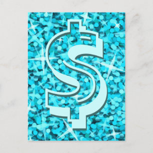 Glitz Blue dollar '$' briefkaart