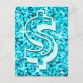 Glitz Blue dollar '$' briefkaart (Voorkant)