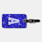Glitz Blue initiaal bagagelabel tekst (Voorkant horizontaal)
