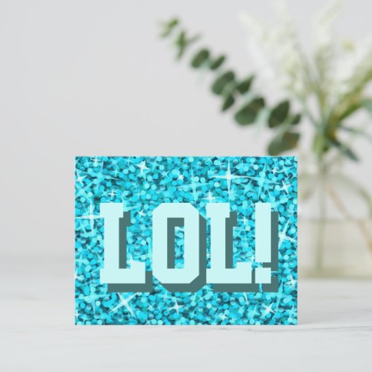 Glitz Blue 'LOL'-briefkaart Briefkaart (Staand voorkant)