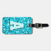 Glitz Blue monogram bagagelabel 2 zijden (Voorkant horizontaal)