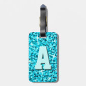 Glitz Blue monogram bagagelabel 2 zijden (Achterkant verticaal)
