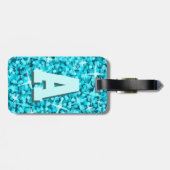Glitz Blue monogram bagagelabel 2 zijden (Achterkant horizontaal)