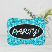 Glitz Blue 'Party!' zwarte ovalen steun Kaart (Staand voorkant)