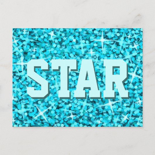 Glitz Blue 'STAR'-briefkaart Briefkaart (Voorkant)