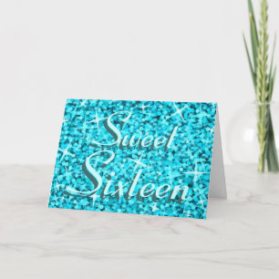 Glitz Blue 'Sweet Sixteen' 'Happy Birthday'-kaart Bedankkaart