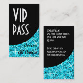 Glitz Blue VIP Pass Black Curve visitekaartje (Voorkant / Achterkant)