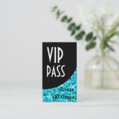 Glitz Blue VIP Pass Black Curve visitekaartje (Staand voorkant)