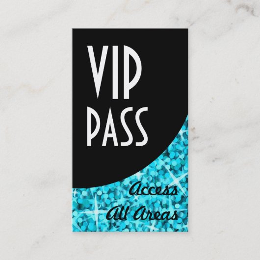 Glitz Blue VIP Pass Black Curve visitekaartje (Voorkant)