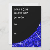 Glitz Dark Blue black curve "VIP Pass"-uitnodiging Kaart (Achterkant)