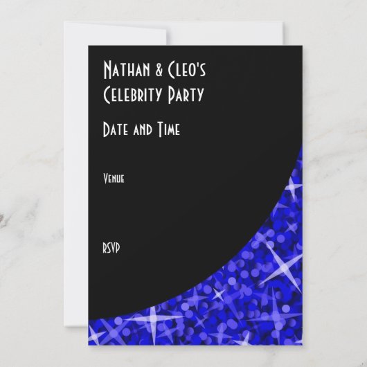 Glitz Dark Blue black curve "VIP Pass"-uitnodiging Kaart (Achterkant)
