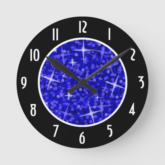 Glitz Dark Blue Black 'Numbers' klok rond (Voorkant)