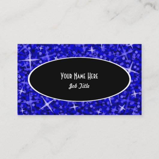 Glitz Dark Blue Black Oval visitekaartje (Voorkant)