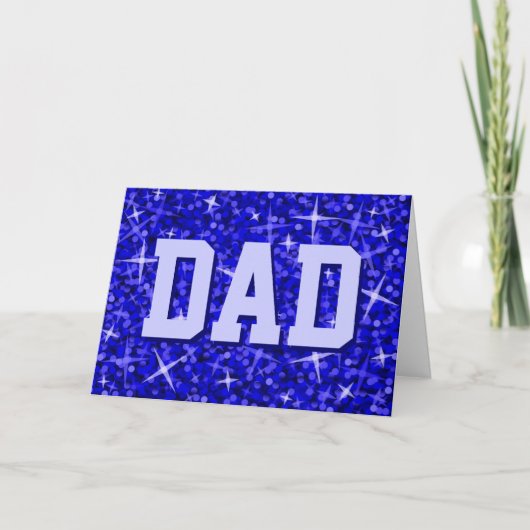 Glitz Dark Blue 'DAD' Happy Birthday-kaart Kaart (Voorkant)