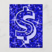 Glitz Dark Blue dollar '$' briefkaart (Voorkant)
