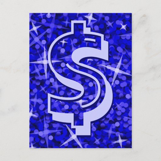 Glitz Dark Blue dollar '$' briefkaart (Voorkant)
