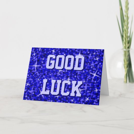 Glitz Dark Blue 'Good Luck' Jouw tekst-kaart Kaart (Voorkant)