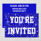 Glitz Dark Blue Je bent uitgenodigd voor witte tek Kaart (Voorkant / Achterkant)