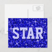 Glitz Dark Blue STAR-briefkaart Briefkaart (Voorkant / Achterkant)