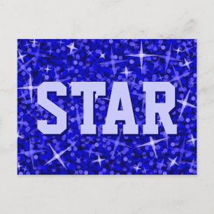 Glitz Dark Blue STAR-briefkaart Briefkaart