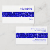 Glitz Dark Blue stripe visitekaartje wit (Voorkant / Achterkant)