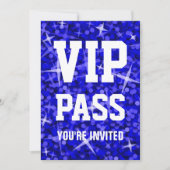 Glitz Dark Blue VIP PASS-uitnodiging Kaart (Voorkant)