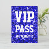 Glitz Dark Blue VIP PASS-uitnodiging Kaart (Staand voorkant)