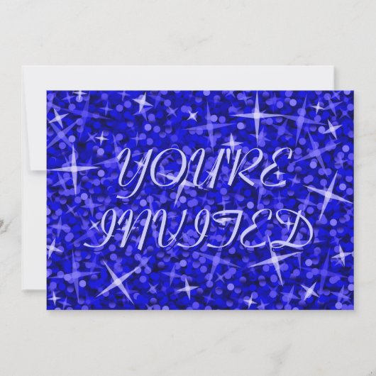 Glitz Dark Blue 'You're Uitnodigde' blauwe tekst Kaart (Voorkant)