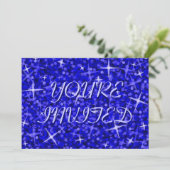 Glitz Dark Blue 'You're Uitnodigde' blauwe tekst Kaart (Staand voorkant)