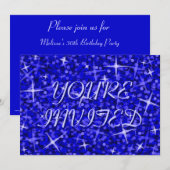 Glitz Dark Blue 'You're Uitnodigde' blauwe tekst Kaart (Voorkant / Achterkant)