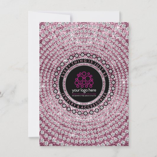 Glitz diamantroze juwelen voegen zich bij mijn tea bedankkaart (Achterkant)