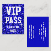 Glitz Donkerblauw 'VIP PASS' visitekaartje mollig (Voorkant / Achterkant)