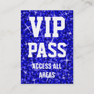 Glitz Donkerblauw 'VIP PASS' visitekaartje mollig