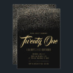 Glitz en Glam 21st Birthday-uitnodigingen Kaart<br><div class="desc">Glamoureus zwart en faux goudglitter 21st Birthday Invitations. Zwart zijn deze klassieke uitnodigingen voorzien van een dunne,  gouden glitteraccenten. Dit is een mousserende uitnodiging is een geweldige keuze voor de glitzy 21ste verjaardag! Extra partijbenodigdheden en decoraties zijn beschikbaar bij Metro-Event.com en Metro-Events op Zazzle.</div>