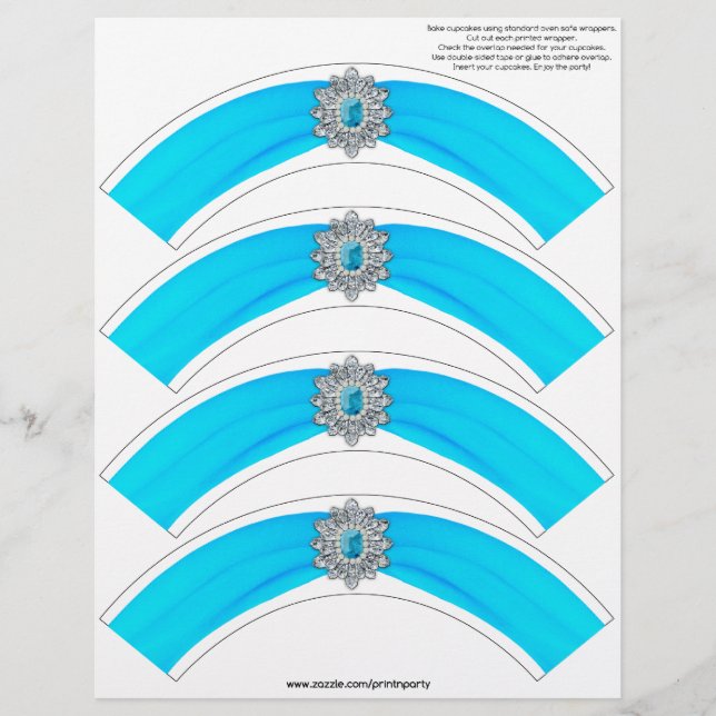 Glitz en Glam Cupcake Wrap - Aqua (Voorkant)
