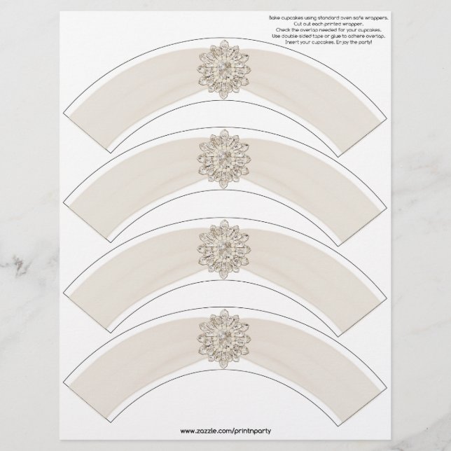 Glitz en Glam Cupcake Wrap - Cream (Voorkant)