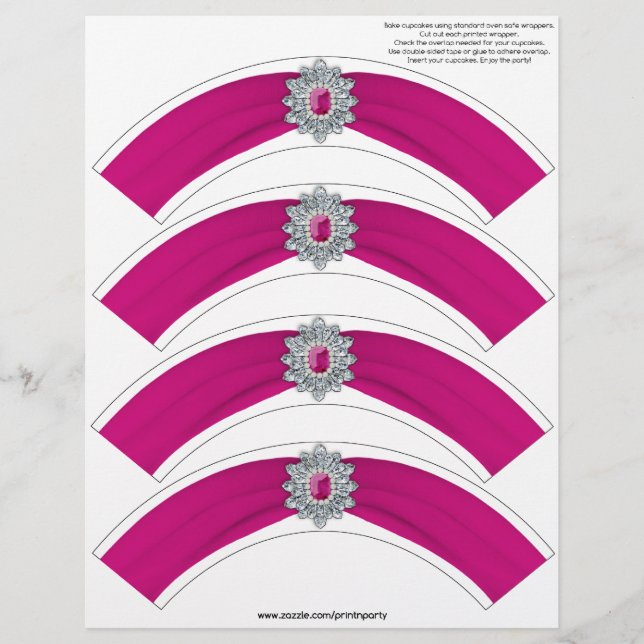 Glitz en Glam Cupcake Wrap - Hot Pink (Voorkant)