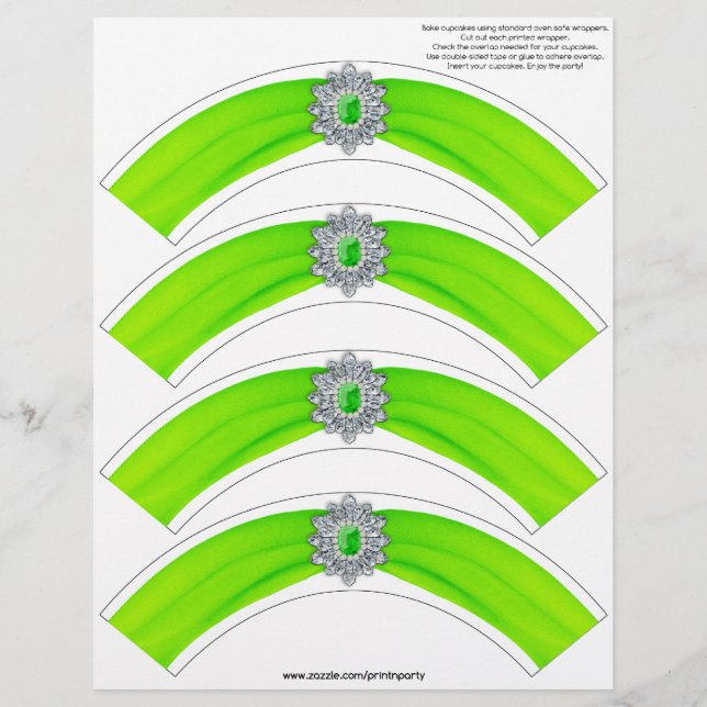 Glitz en Glam Cupcake Wrap - Limoen (Voorkant)