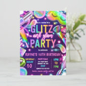 Glitz en Glam Glow Neon Spa Makeup Birthday Party Kaart (Staand voorkant)