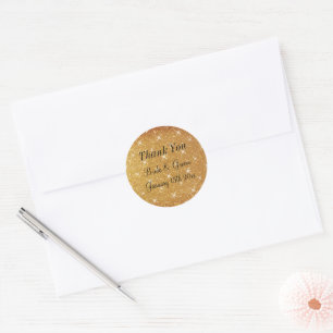 Glitz en glam gouden glitter bruiloft ronde sticker
