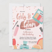 Glitz en Glam Roos Gold Birthday Invitation Kaart (Voorkant)