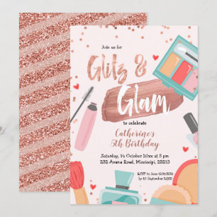 Glitz en Glam Roos Gold Birthday Invitation Kaart