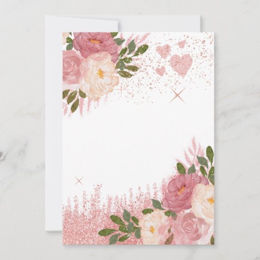 Glitz En Glam Roze Roze Goud Glitterende Blanco Kaart (Voorkant)